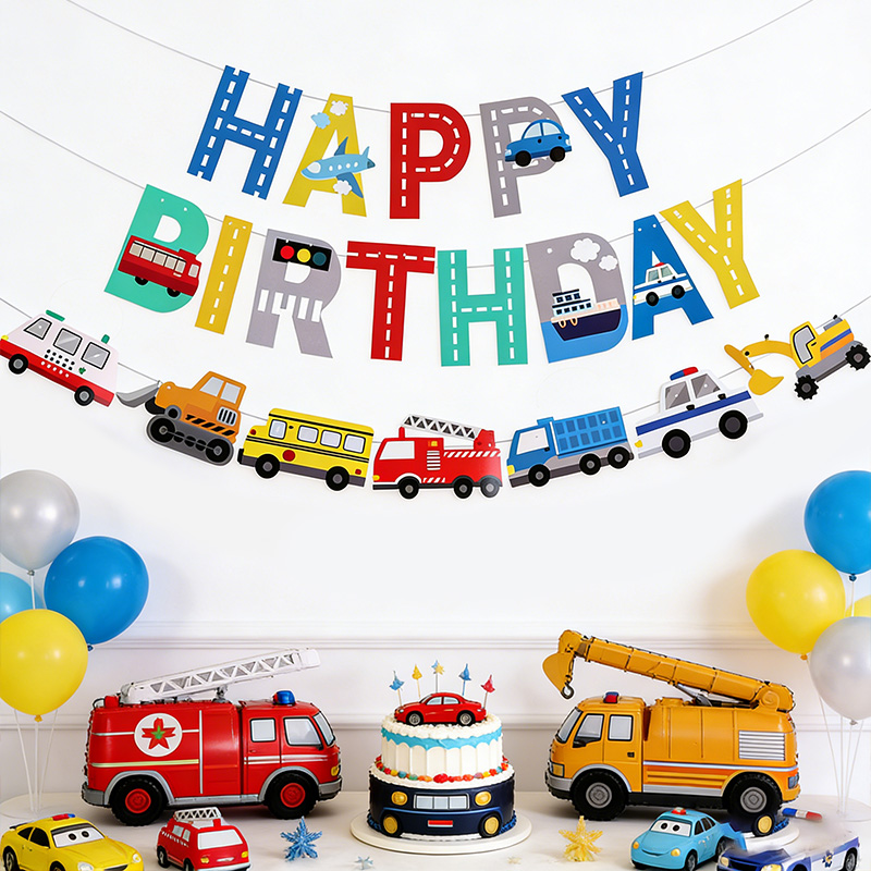 Car Accessories Banner - Spanduk Selamat Ulang Tahun Mobil Kartun