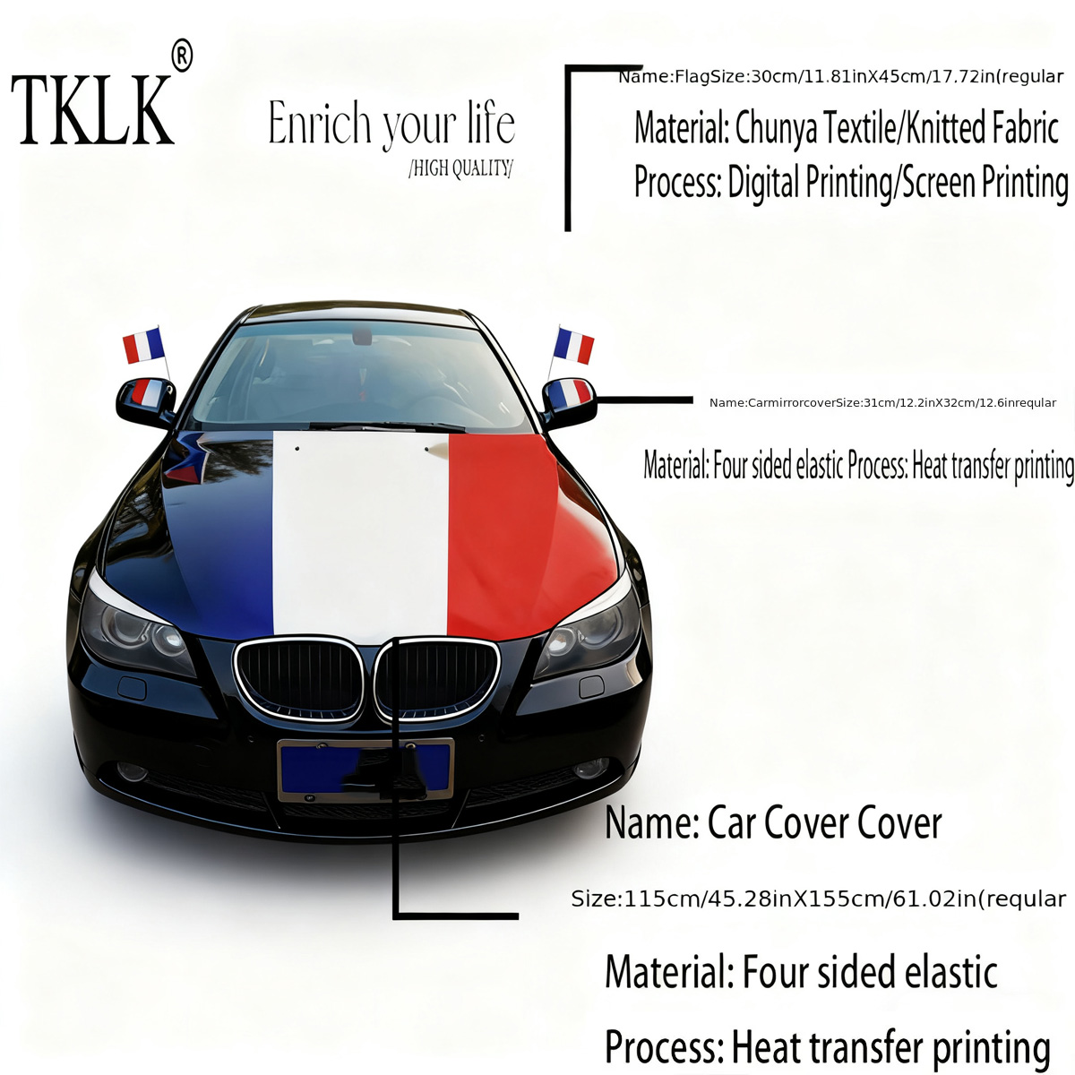 Car Accessories Banner - Penutup Bendera Prancis 155 Cm X