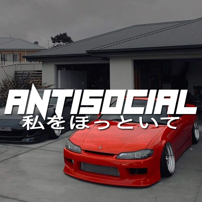 Car Accessories Banner - Stiker Vinyl 'ANTISOCIRL' Gaya JDM, Stiker